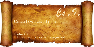 Csaplovics Irma névjegykártya